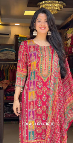 Pink Color Digital Printed Straight Salwar Suit