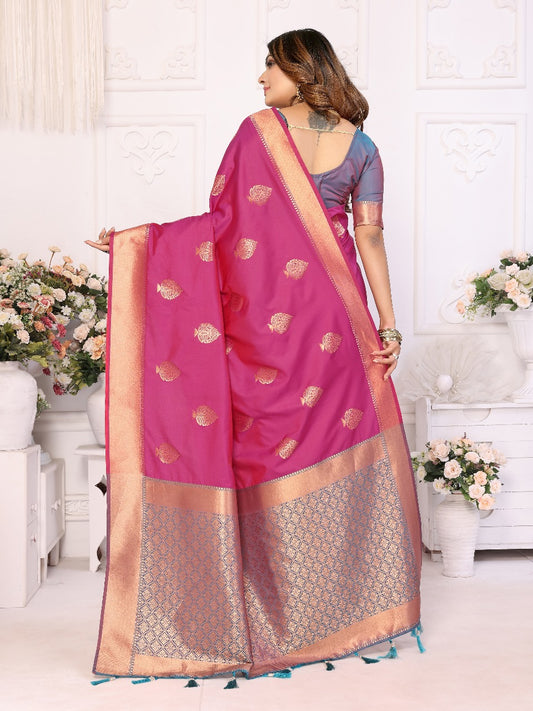 Elegant Soft Silk Pink Color Saree