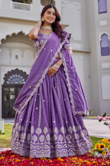 Exclusive Green Crepe Silk Embroidery Lehenga
