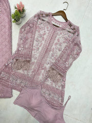 Ethnic Wear Lavender Color Top With Palazzo