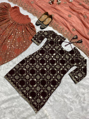 Outstanding Sequence Work Black Color Dhoti Suit