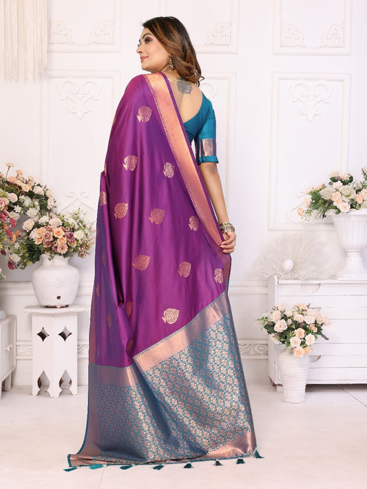 Elegant Soft Silk Purple Color Saree