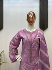 Outstanding Roman Silk Lavender Color Salwar Suit