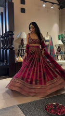 Marriage Special Flower Print Red Color Lehenga Choli