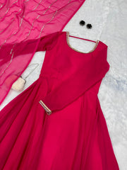 Festive Wear Shine Border Pink Color Gown