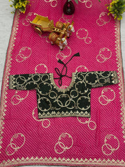 Function Wear Gota Pati Work Pink Saree