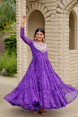 Ravishing Pink Georgette Embroidery Work Gown