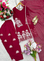 Gorgeous Embroidery Work Maroon Color Salwar Suit