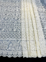 Organza Silk All Over Embroidery Work White Color Saree