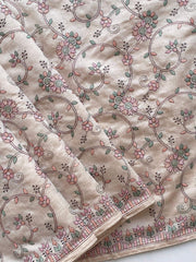 Lovely Beige Tussar Embroidery Saree
