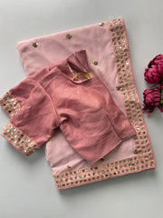 Mesmerizing Pink Faux Georgette Sequin Work Saree
