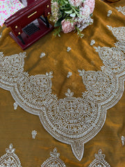 Glorious Gold Chiffon Thread Work Saree