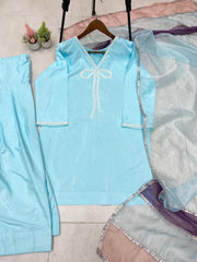 Captivating Beads Work Sky Blue Color Salwar Suit