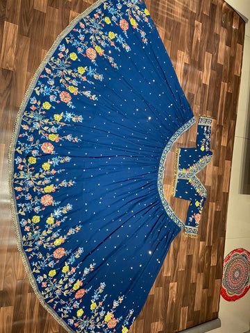 Awesome Georgette Blue Color Lehenga Choli