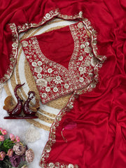 Gorgeous Red Color Rangoli Sequence Silk Saree