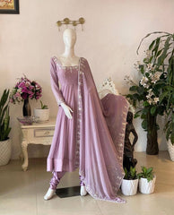 Glorious Sequence Work Lavender Color Anarkali Gown