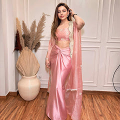 Party Wear Pink Color Dhoti Suit With Shrug