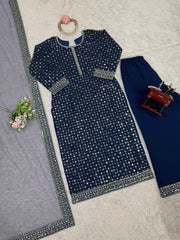 Exclusive Sequence Work Blue Color Salwar Suit