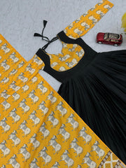 Ravishing Peach Rayon Cotton Kalamkari Print Gown