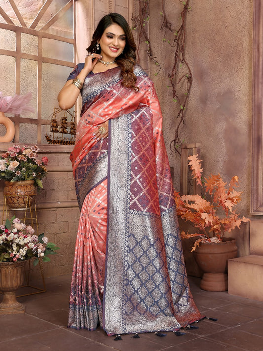 Demanding Kochi Silk Pink Color Saree