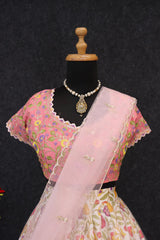 Occasion Wear Light Pink Color Printed Lehenga