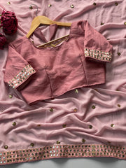 Mesmerizing Pink Faux Georgette Sequin Work Saree