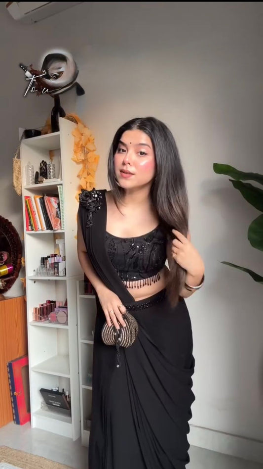 Party Wear Black Color Reday to wear Dhoti