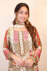 Multi Color Chinon Silk Digital Printed Straight Salwar Suit