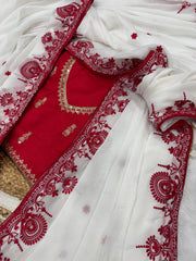 Awesome White Rangoli Silk With Embroidery Saree