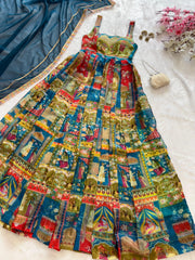 Outstanding Organza Silk Multi Color Anarkali Gown