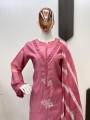 Outstanding Roman Silk Pink Color Salwar Suit
