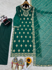 Festive Wear Green Color  Sequence Work Salwar Suit