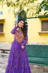 Navratri Festival Innovative Blue Georgette Kutchi Work Gown