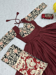 Ravishing Peach Rayon Cotton Kalamkari Print Gown