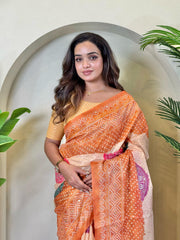Adorable Bandhani Print Orange Color Saree