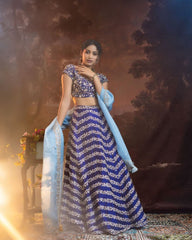 Designer Embroidery Work Blue Color Lehenga Choli