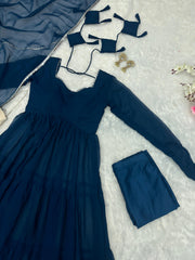 Trendy Blue Georgette Anarkali Gown