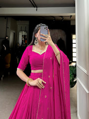 Designer Zari Weaving Work Pink Color Lehenga Choli