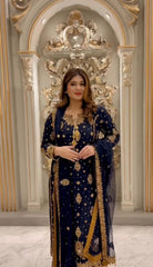 Function Wear Heavy Work Navy Blue Palazzo Suit