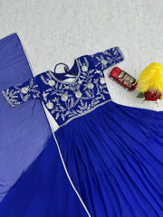 Lovely Sequence Work Blue Color Gown