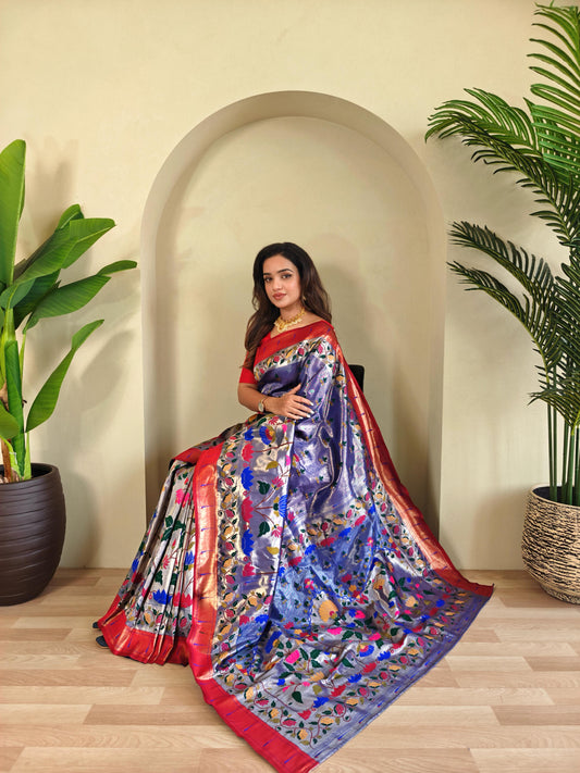 Blissful Paithani Silk Purple Color Saree