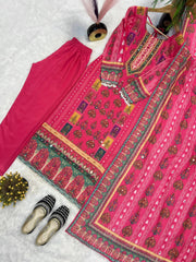 Pink Color Digital Printed Straight Salwar Suit