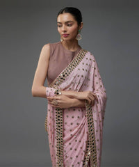 Mesmerizing Pink Faux Georgette Sequin Work Saree