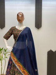 Lovely Blue Color Mirror Work Lehenga Choli