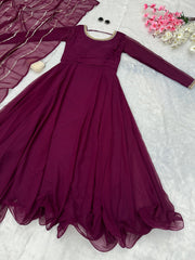 Festive Wear Shine Border Wine Color Gown