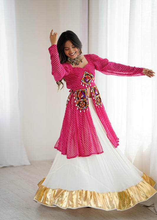 Gorgeous Pink Georgette With Codi Work Lehenga Choli