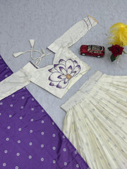Beautiful Digital Print White & Purple Color Lehenga Choli