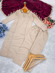 Classic Roman Beige Color Salwar Suit