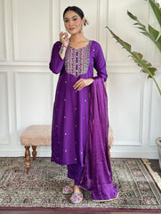 Superhit Heavy Reyon Purple Color Salwar Suit