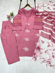 Outstanding Roman Silk Pink Color Salwar Suit